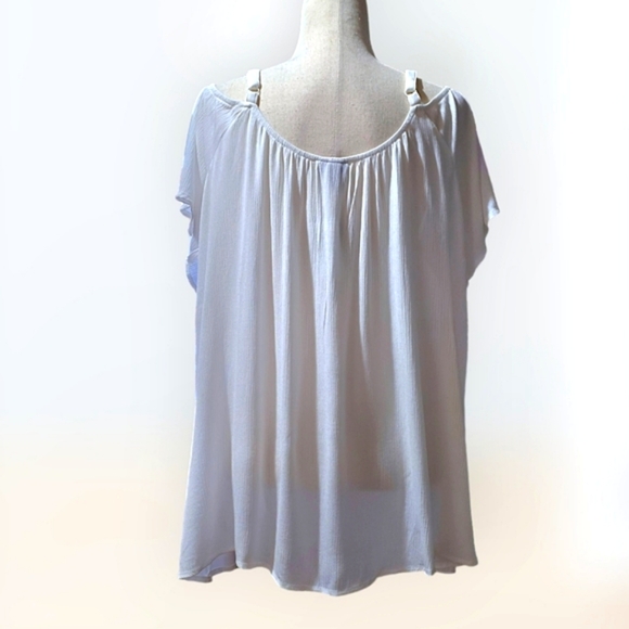 TORRID Boho Peasant Off-White Cold Shoulder Crochet Trimmed Blouse Top Shirt 2X - Picture 3 of 7